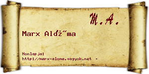 Marx Alóma névjegykártya